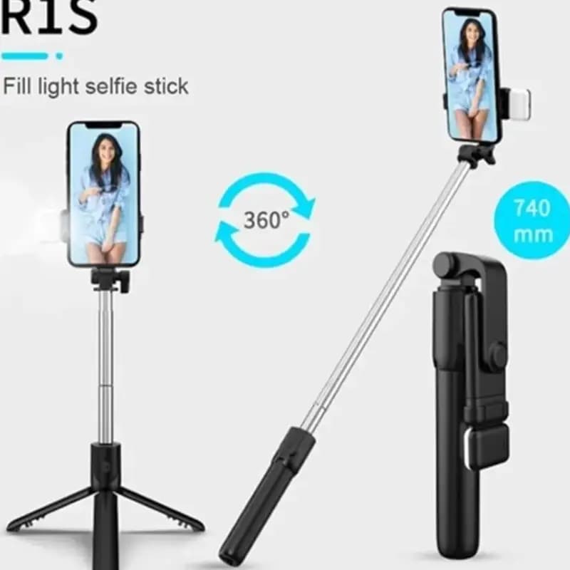 Foldable selfie Stick with LED light.