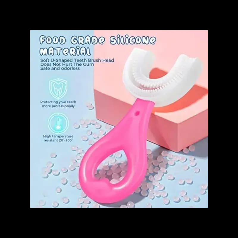Silicon u shaped toothbrush for kids, pack of 3