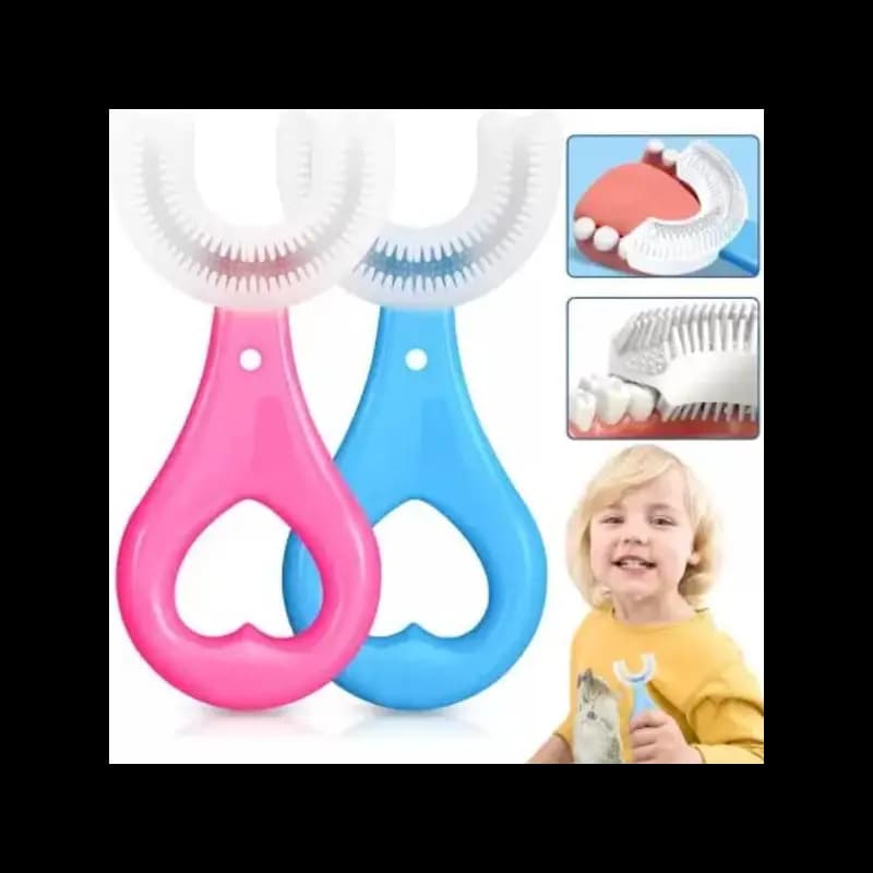 Silicon u shaped toothbrush for kids, pack of 3